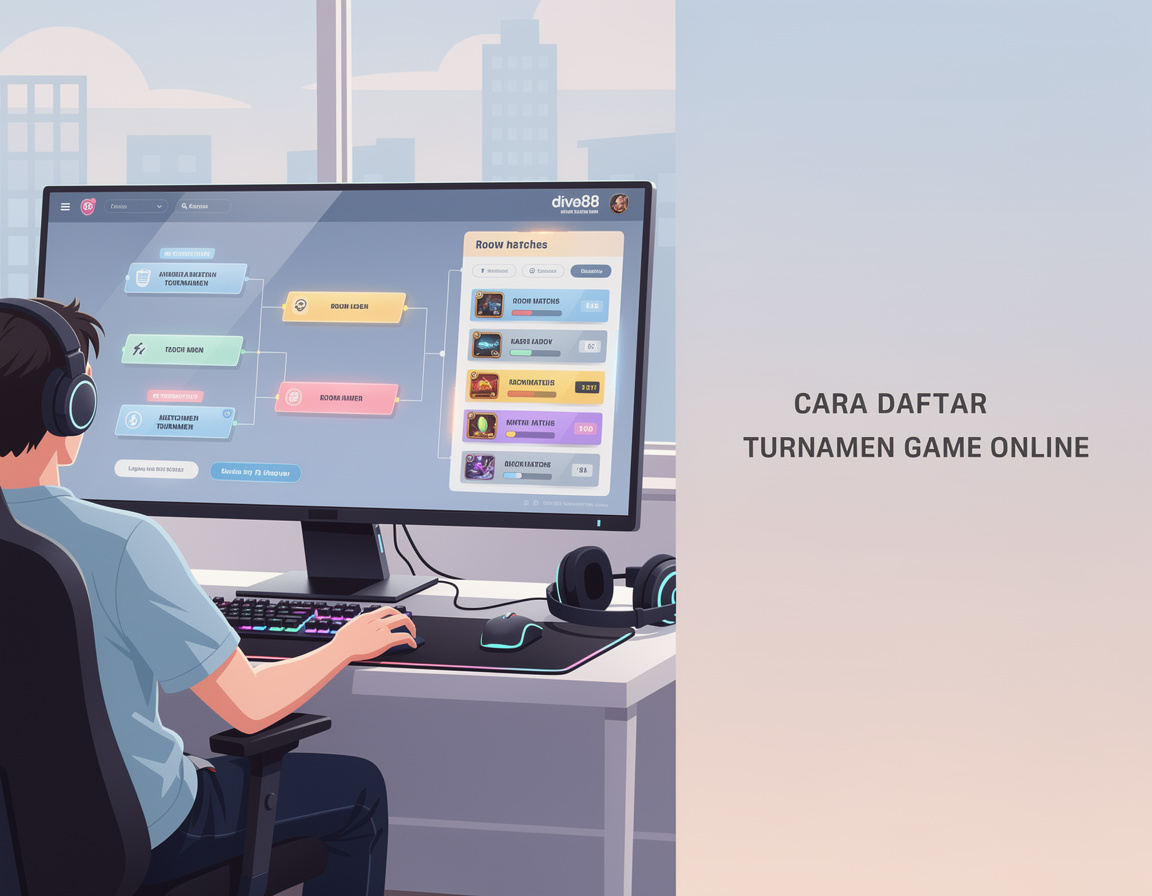Ilustrasi cara daftar turnamen game online untuk turnamen game online diva88 dengan bracket dan room match